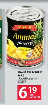 Ananas w syropie M&K plastry promocja w Selgros