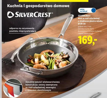 Wok ze stali szlachetnej Silvercrest o strukturze plastra miodu Ø 28 cm promocja w Lidl