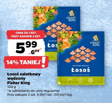 Łosoś sałatkowy wędzony Fisher King promocja w Netto
