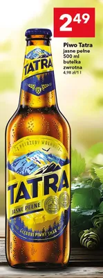Piwo Tatra jasne pełne butelka zwrotna promocja w LEWIATAN