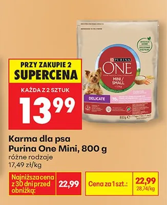 Karma dla psa różne rodzaje Purina One Mini promocja w Biedronka
