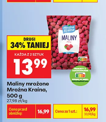 Maliny mrożone Mroźna Kraina promocja w Biedronka
