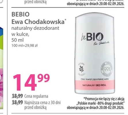 Dezodorant naturalny w kulce BeBio Ewa Chodakowska promocja w Hebe