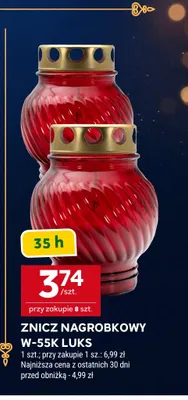 Znicz nagrobkowy W-55K Luks 35 h promocja w Stokrotka