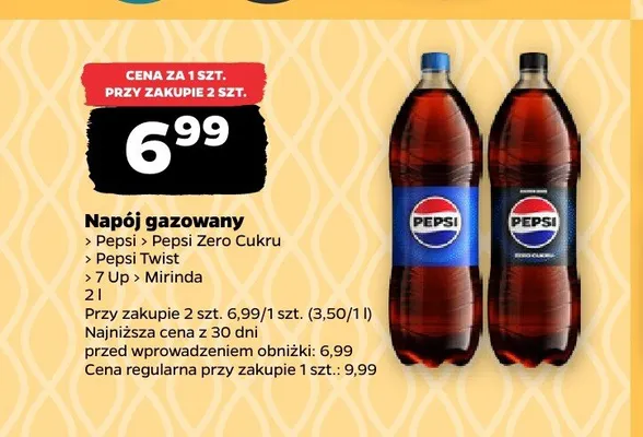 Napój gazowany Pepsi Zero Cukru promocja w Netto