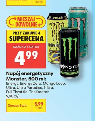 Napój energetyczny Monster promocja w Biedronka