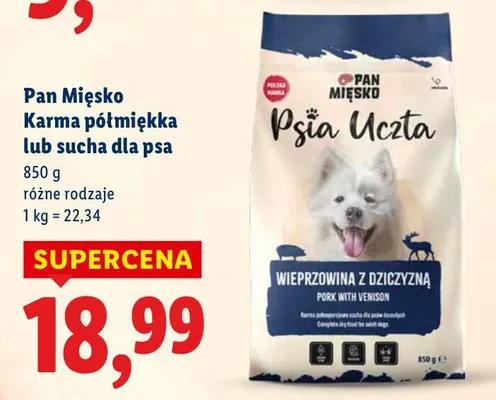 Karma półmiękka lub sucha dla psa Psia Uczta promocja w Lidl
