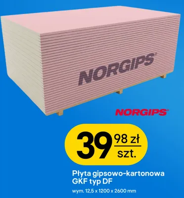 Płyta gipsowo-kartonowa Gkf typ Df Norgips promocja w Castorama