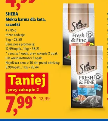 Mokra karma dla kota w saszetkach Sheba Fresh & Fine 4-pak promocja w Lidl