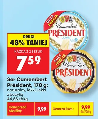 Ser Camembert naturalny Président promocja w Biedronka