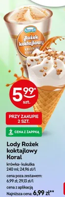 Lody Rożek koktajlowy Koral krówka-kukułka promocja w Żabka