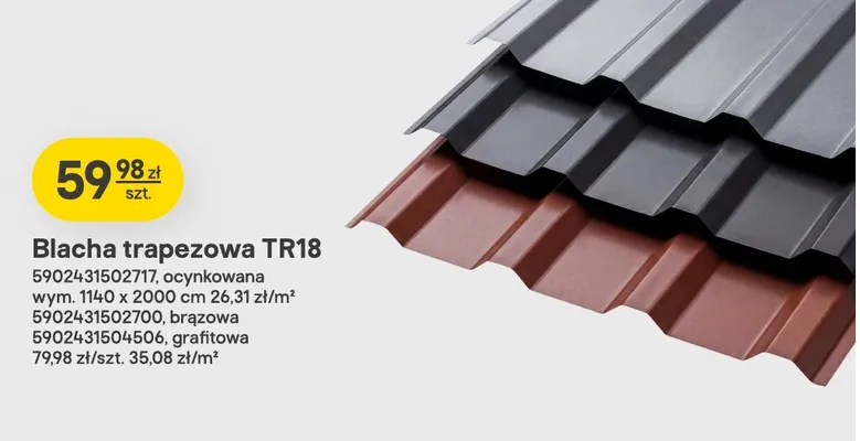 Blacha trapezowa TR18 brązowa promocja w Castorama