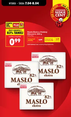 Masło Ekstra z Polskiej Mleczarni promocja w Biedronka