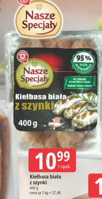 Kiełbasa biała z szynki promocja w Leclerc