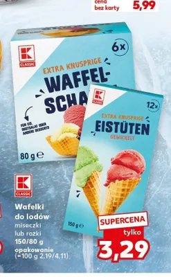Wafelki do lodów K-Classic rożki promocja w Kaufland