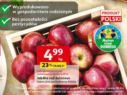 Jabłka red delicious luzem promocja w Auchan