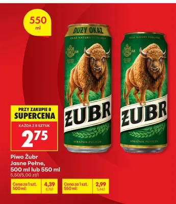 Piwo Żubr Jasne Pełne promocja w Biedronka