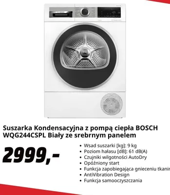Suszarka kondensacyjna z pompą ciepła Bosch WQG244CSPL promocja w Media Markt