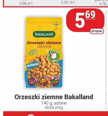 Orzeszki ziemne prażone solone Bakalland promocja w Delikatesy Sezam