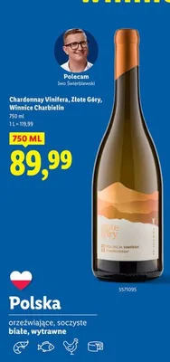 Wino Chardonnay Vinifera, Winnice Charbelin białe wytrawne promocja w Lidl