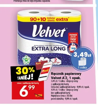 Ręcznik papierowy Velvet Extra Long 2-pak promocja w Twój Market