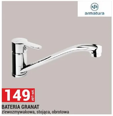 Bateria Granat zlewozmywakowa stojąca obrotowa promocja w Merkury Market