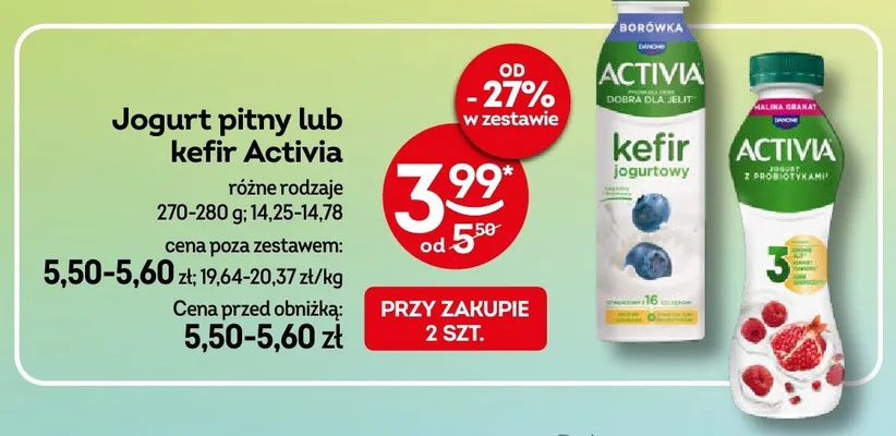 Jogurt pitny Activia malina granat promocja w Żabka
