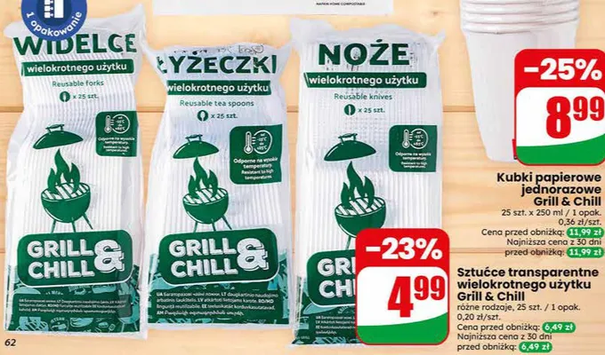 Kubki papierowe jednorazowe Grill & Chill 250ml 25szt. promocja w Dino