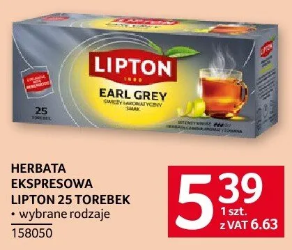 Herbata ekspresowa Lipton Earl Grey 25 torebek promocja w Selgros