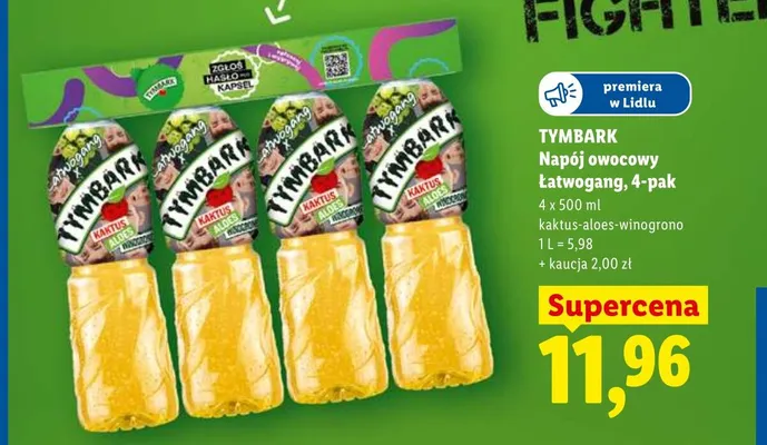 Napój owocowy Łatwogang kaktus-aloes-winogrono Tymbark 4-pak 500ml promocja w Lidl