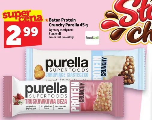 Baton Protein Crunchy Truskawkowa Beza Purella promocja w TOPAZ