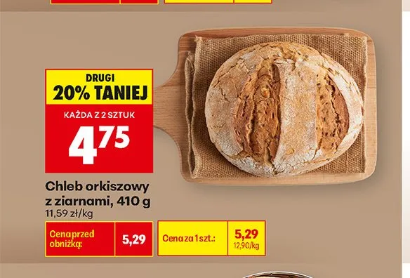 Chleb orkiszowy z ziarnami promocja w Biedronka