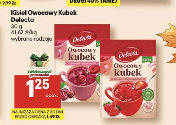 Kisiel Owocowy Kubek Delecta o smaku truskawkowym promocja w Delikatesy Centrum