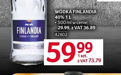 Wódka Finlandia 40% promocja w Selgros