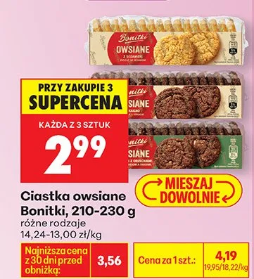 Ciastka owsiane różne rodzaje promocja w Biedronka