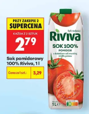 Sok pomidorowy Riviva 100% promocja w Biedronka