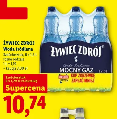 Woda źródlana ŻYWIEC ZDRÓJ 6-pak 1,5l promocja w Lidl