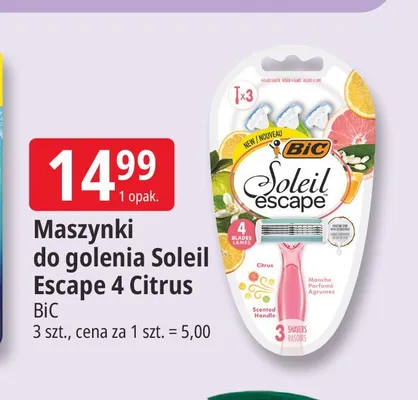 Maszynki do golenia BiC Soleil Escape 3 Citrus promocja w Leclerc