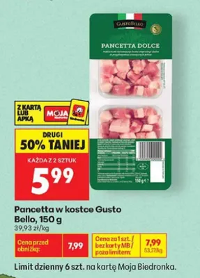 Pancetta w kostce Gusto Bello promocja w Biedronka