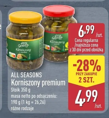 Korniszony premium klasyczne All Seasons promocja w Aldi