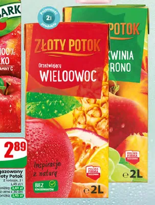 Napój niegazowany Złoty Potok Brzoskwinia Białe Grono promocja w Dino