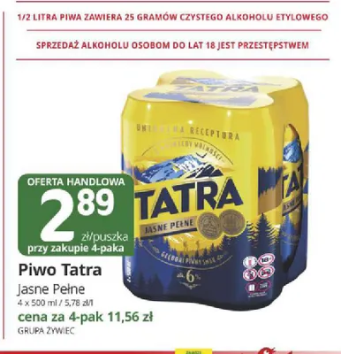 Piwo Tatra 4-pak 500 ml promocja w Marketvita