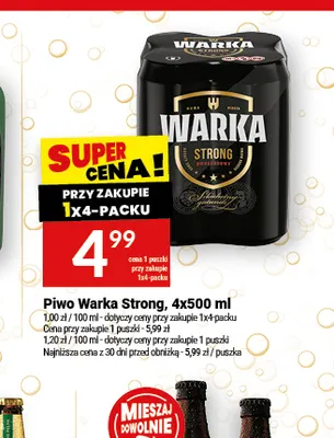 Piwo Warka Strong 4-pak 500 ml promocja w Twój Market