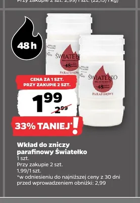 Wkład do zniczy parafinowy Światełko promocja w Netto