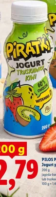 Jogurt pitny dla dzieci Pilos Piratki truskawka-kiwi promocja w Lidl