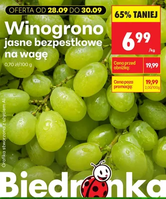 Winogrona jasne bezpestkowe promocja w Biedronka