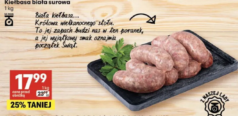 Kiełbasa biała promocja w Delikatesy Centrum