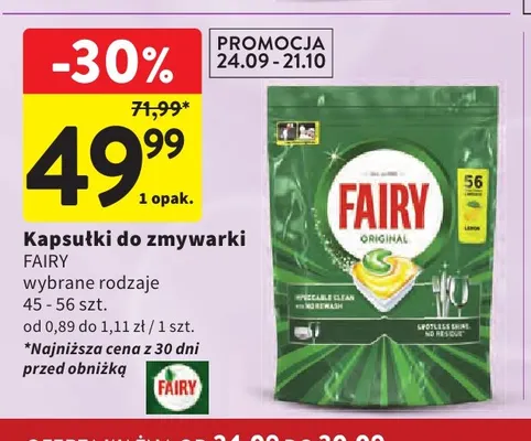 Kapsułki do zmywarki Fairy promocja w Intermarche