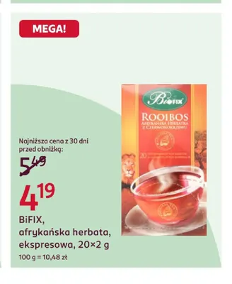 Afrykańska herbata ekspresowa BiFIX promocja w Rossmann