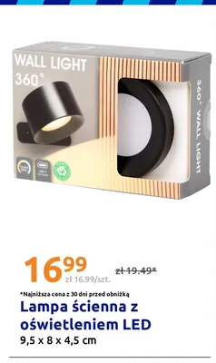 Lampa ścienna z oświetleniem LED 360° 9,5x8x4,5 cm promocja w Action